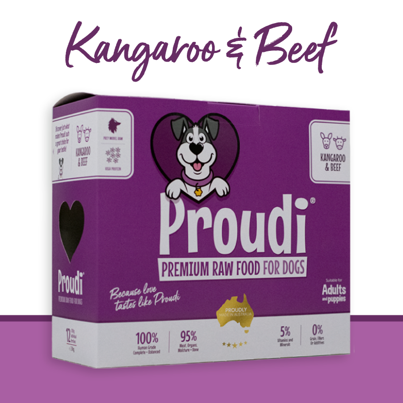 Proudi® Raw Kangaroo and Beef Patties for Dogs