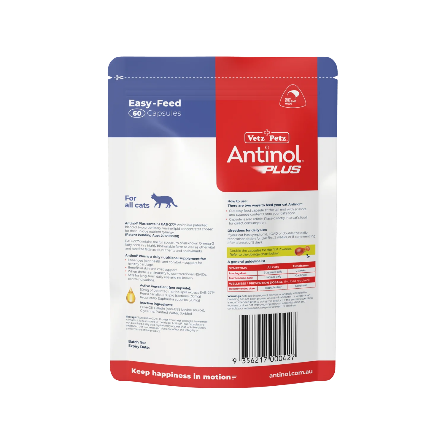 Antinol® Plus – Natural Anti-Inflammatory Support for Cats 60 Pack