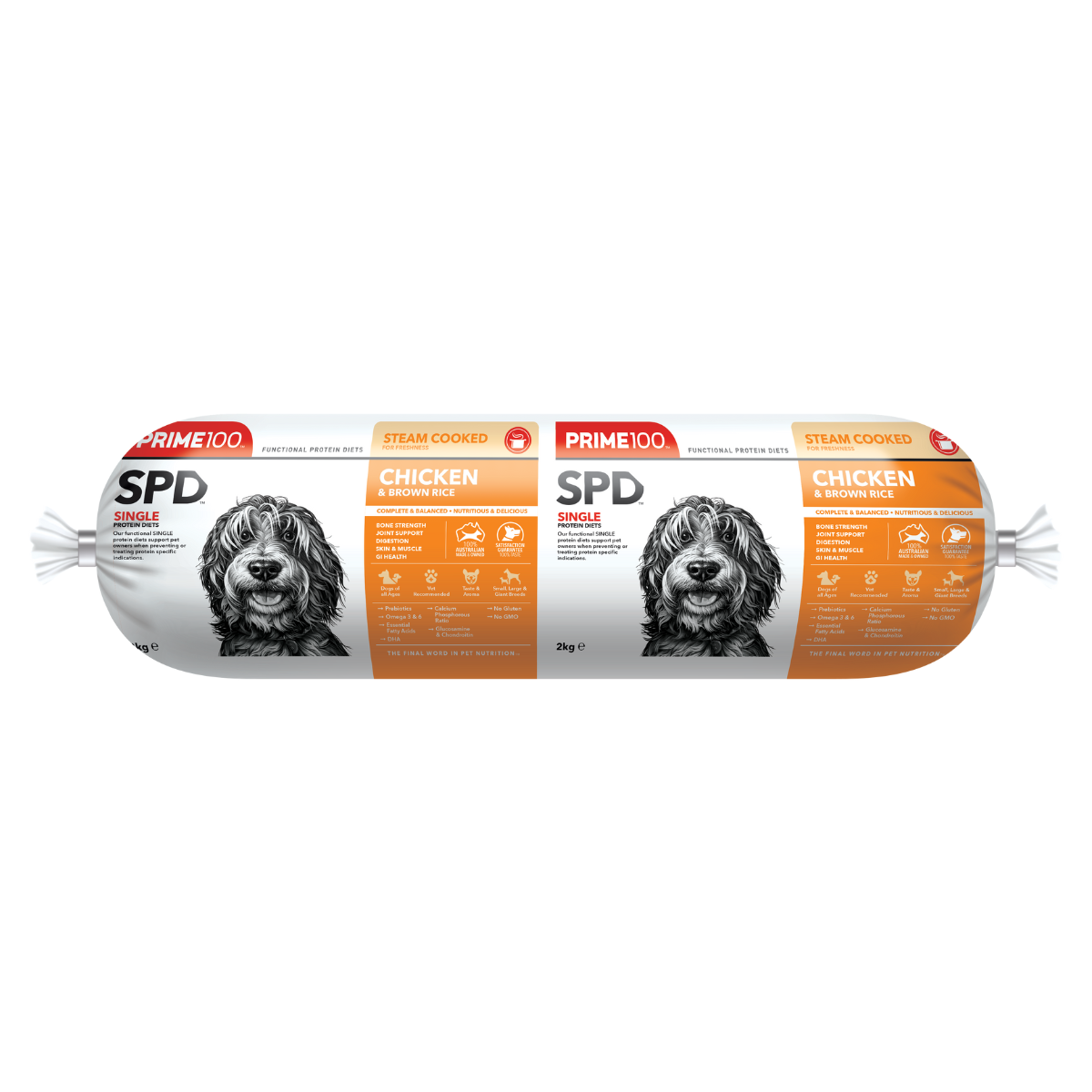 Prime 100 Chicken & Brown Rice SPD Fresh Roll 2kg